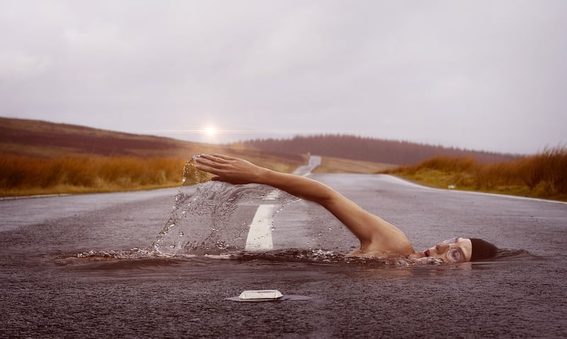 Swimmer in action